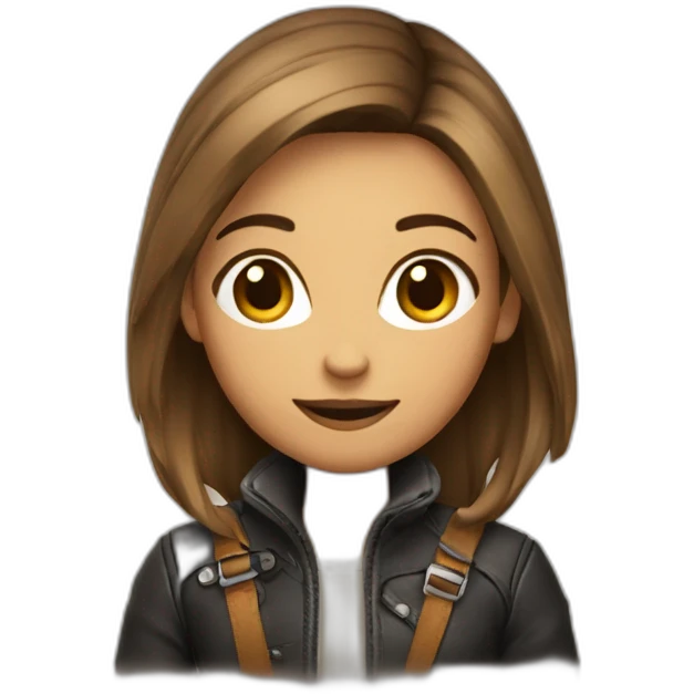 Fille avec manteaux en cuire emoji