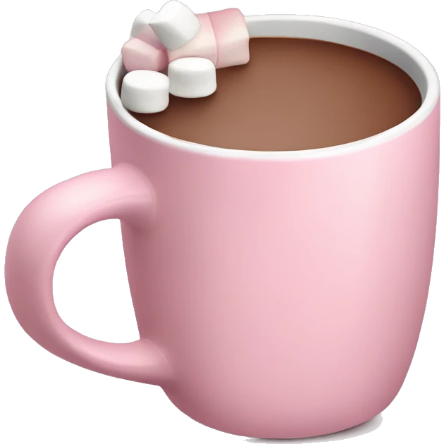 Light Pink mug of hot chocolate with marshmallows  emoji