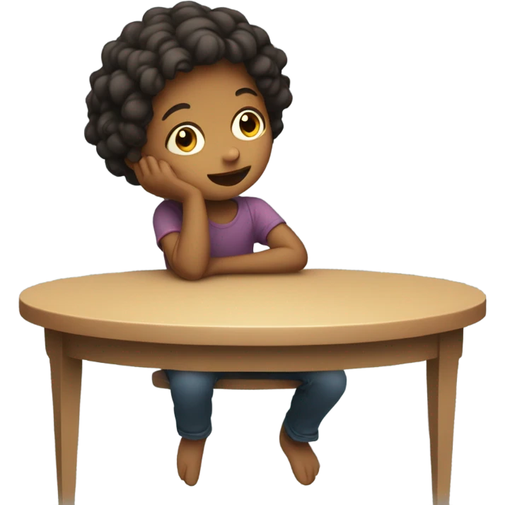 kid sit on the table and fall emoji
