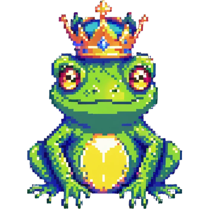 frog king with crown and glowing aura emoji