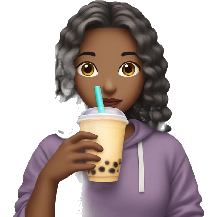 A girl drinking bubble tea  emoji