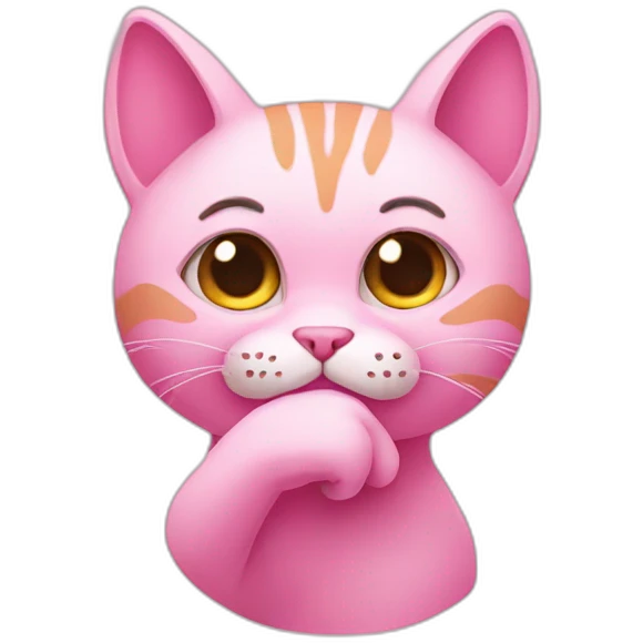 pink cat shushing shh emoji