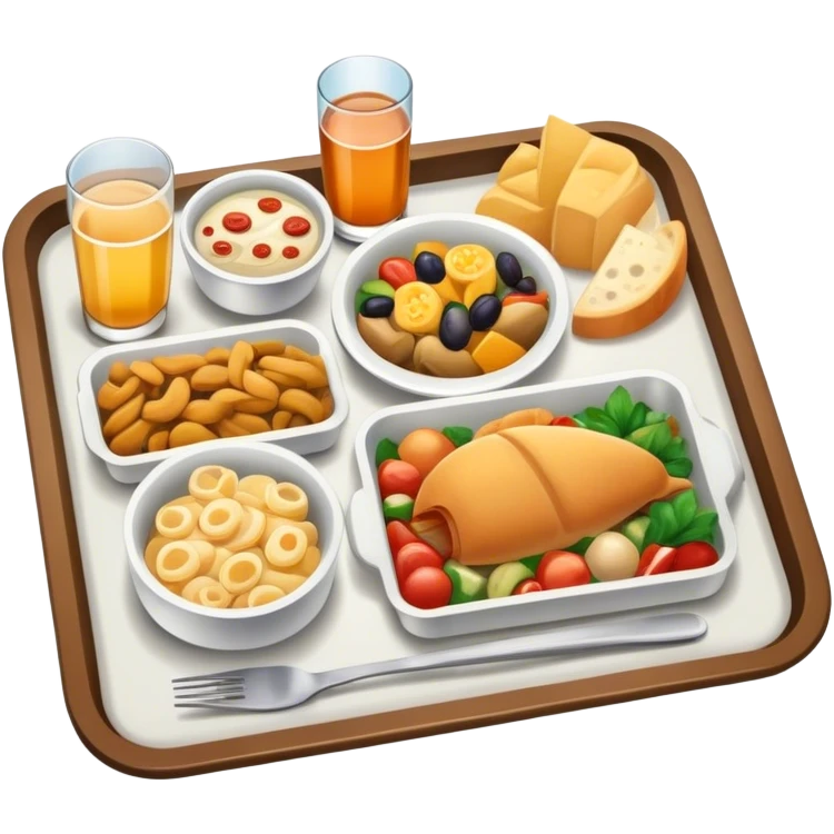 Dinner on an square airplane serving tray emoji