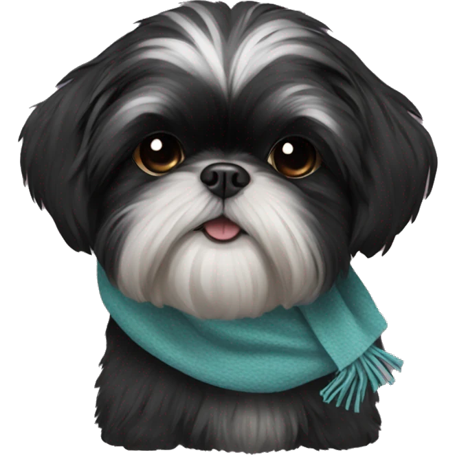 Black Shih Tzu with scarf emoji