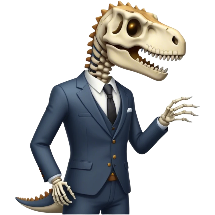 Skeleton dinosaur in a suit emoji