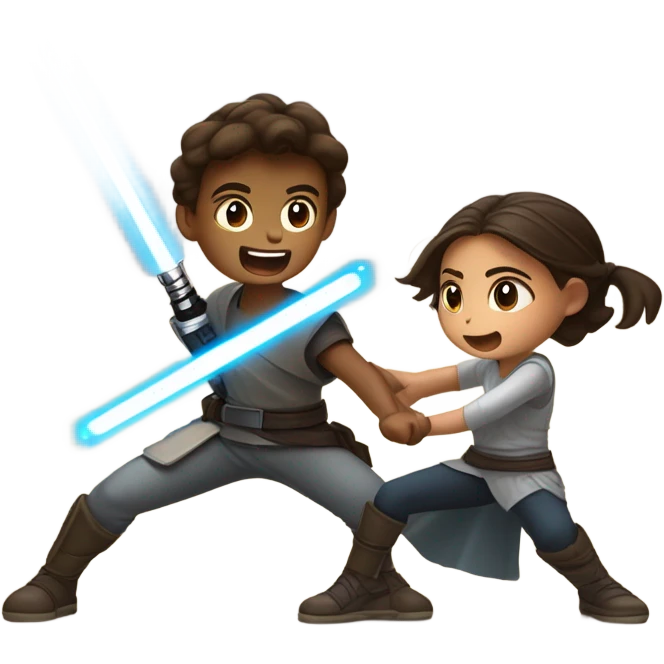 Lightsaber battle girl winning vs boy emoji