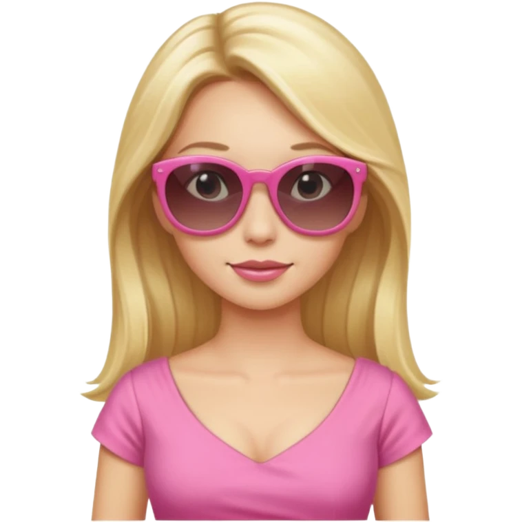 dior women with long blonde hair wear sun glasses, pink dress emoji