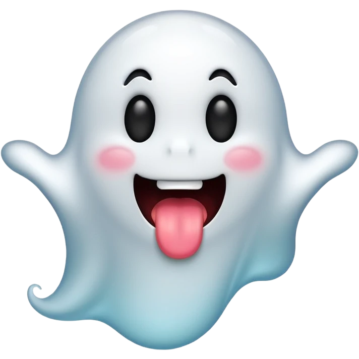 ghost emoji, playful, tongue out, floating emoji
