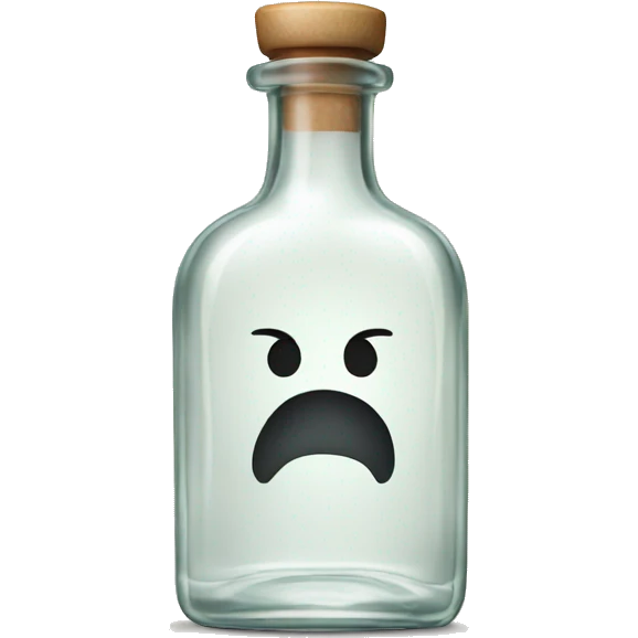 Clear Tequila bottle with label and no face  emoji