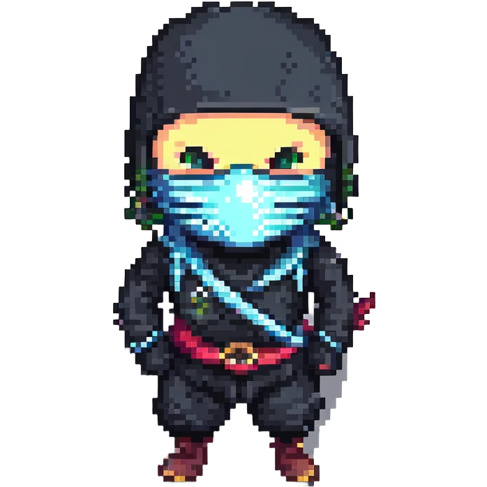 pixel art masked ninja emoji