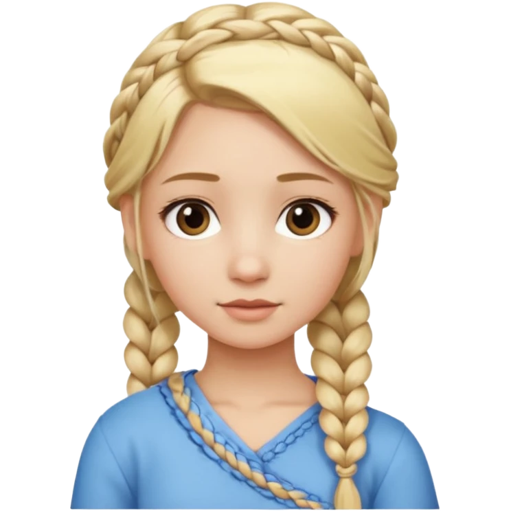 girl with blonde braid, middle part, ONE BRAID on one shoudler emoji