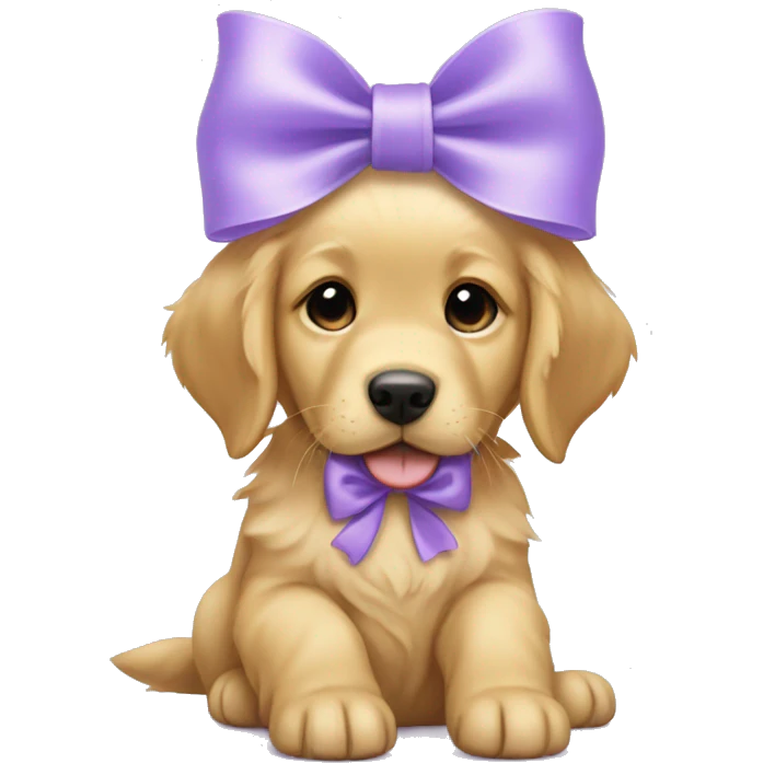 female golden retriever puppy with lavender bow emoji