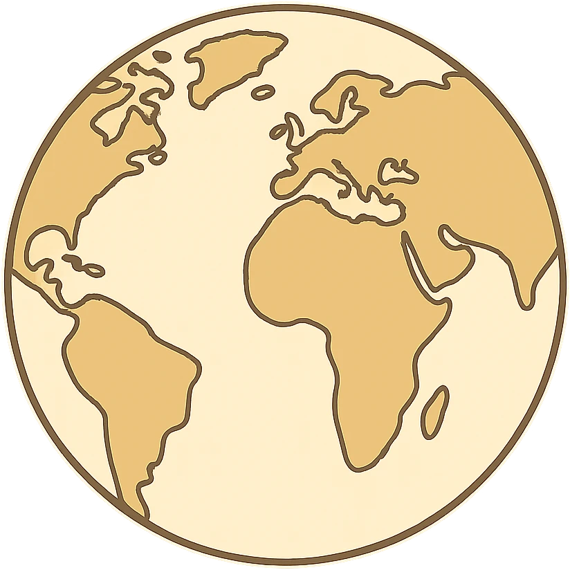 flat toon style beige world globe with minimal details emoji