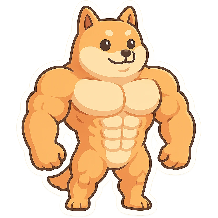 Abstract expression, a Shiba Inu has eight abdominal muscles and a strong body emoji