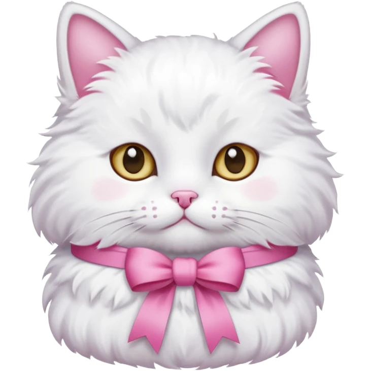 white cat with pink ribbon emoji