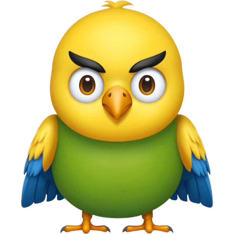 Pappagallo giallo e blu con il giallo sul petto le ali e la coda blu e la fronte poco poco verde emoji