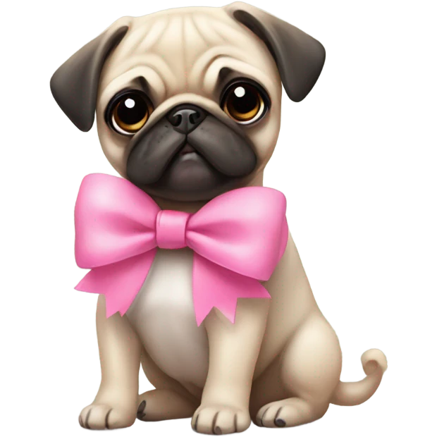 cute pug with pink bow emoji