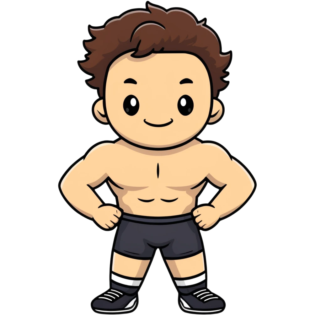 shirtless male athlete with white skin and wavy brown hair emoji