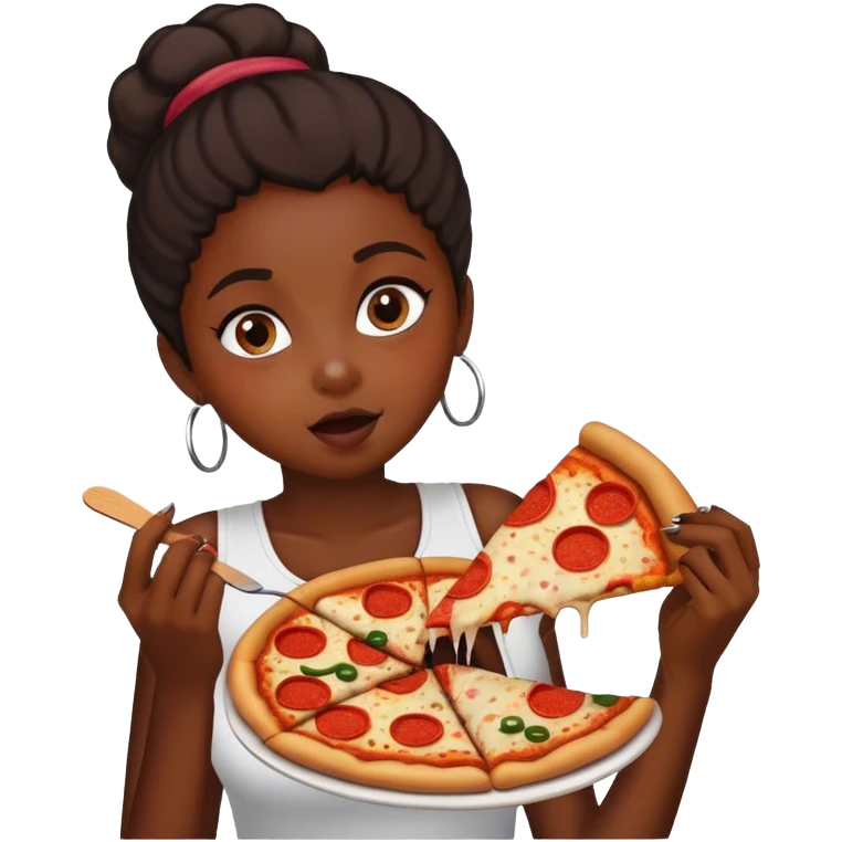 black girl eating pizza emoji