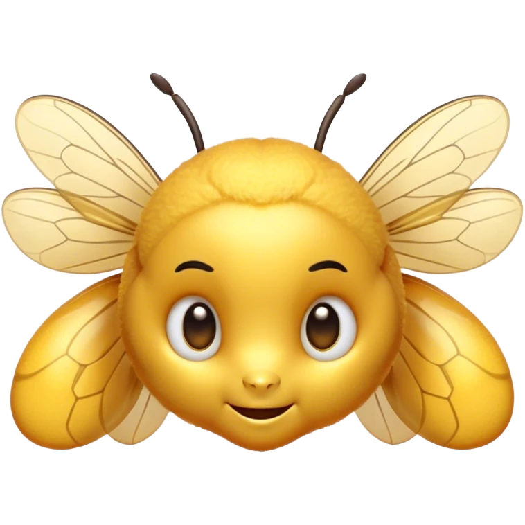 Cinematic Cute Bee Portrait Emoji, Head tilted playfully and inquisitively, featuring a delightfully small, fuzzy body with bright, shimmering eyes and adorable, delicate wings, Simplified yet irresistibly adorable features, highly detailed, glowing with a warm, inviting glow, high shine, affectionate and lively, stylized with a touch of whimsical honeyed charm, soft glowing outline, capturing the essence of a mischievous bee that seems as if it could buzz out of the screen into your arms! emoji