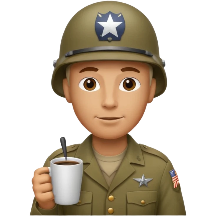 Une Tassae de cafe soldat americain ww2 anthropomorphe  emoji