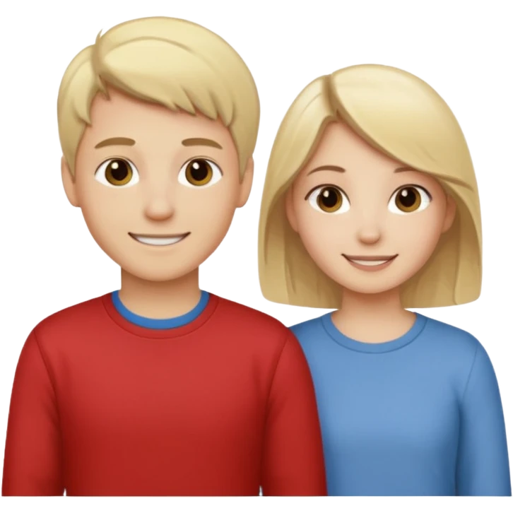 blonde boy smiling with pale brunette girl emoji