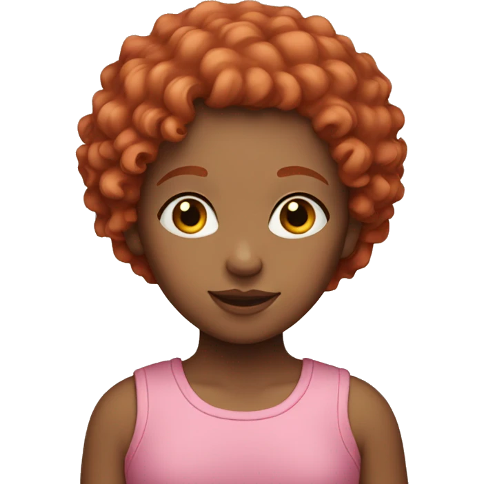 girl with red curly hair wearing a pink top emoji