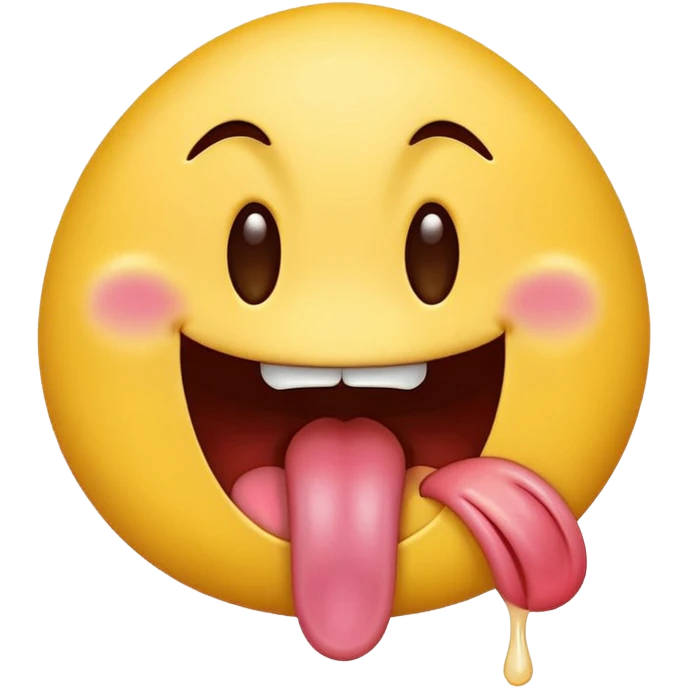 Regular yellow emoji, tongue sticking out with lots of drool emoji