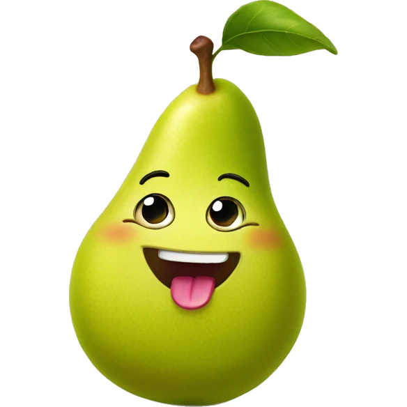 Cute happy pear with tongue emoji
