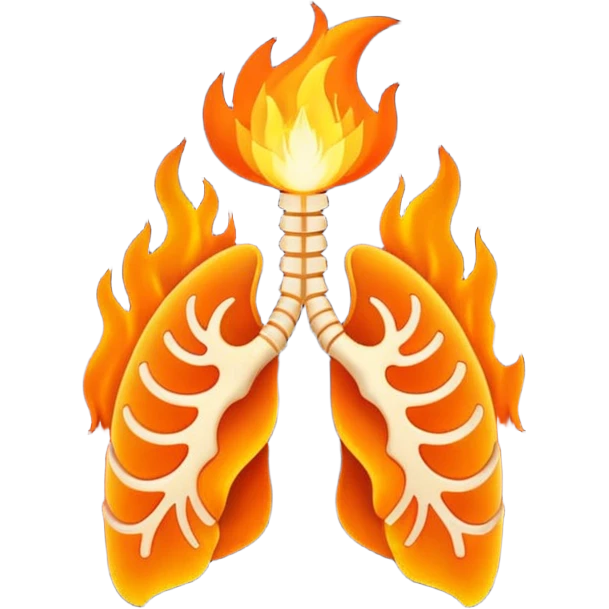 Minimal line-art ribcage, small fire in the center.
Symbol of inner fire / anxiety / passion.  emoji
