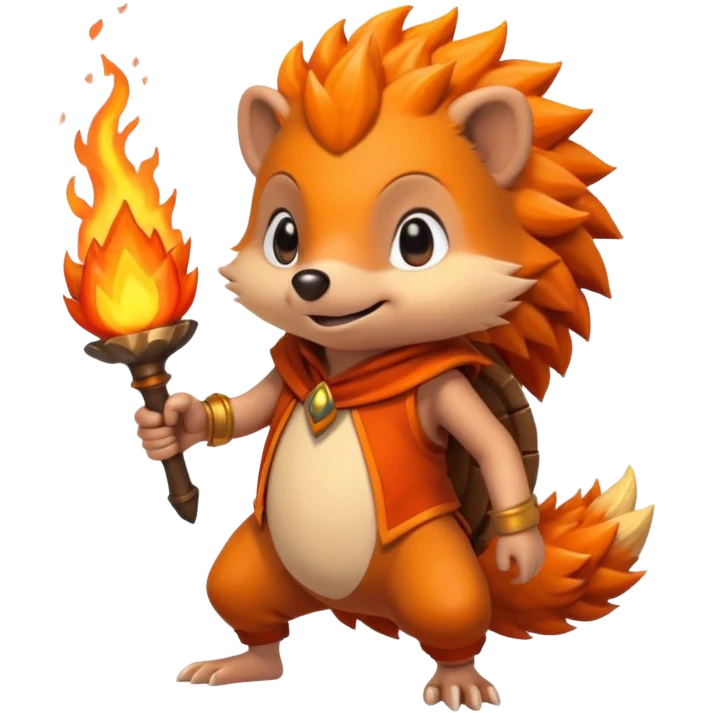 fire bender hedgehog fire in hand posing emoji