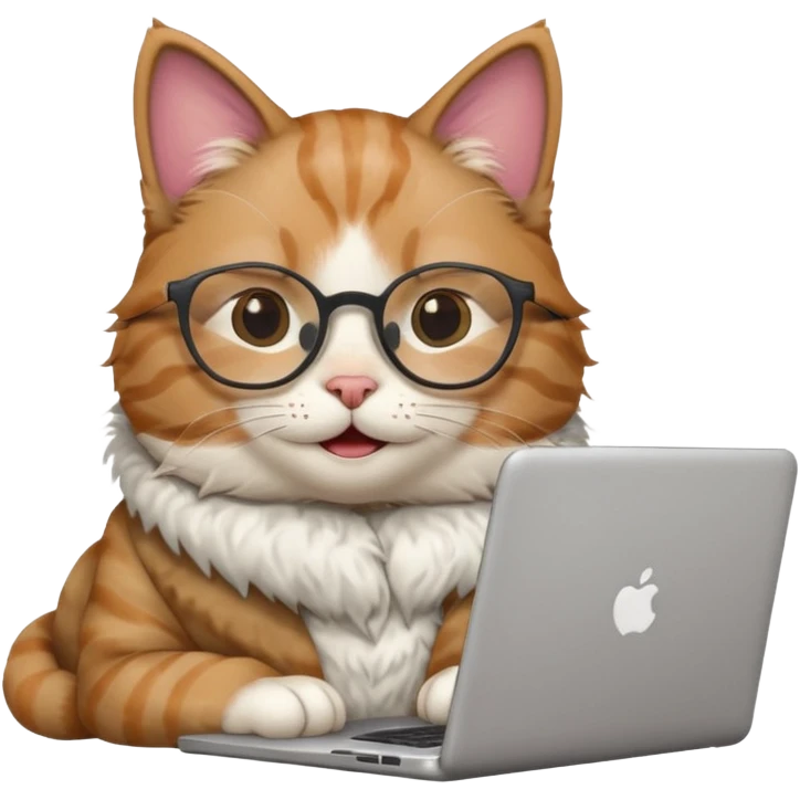 cat smiling in glasses with laptop emoji