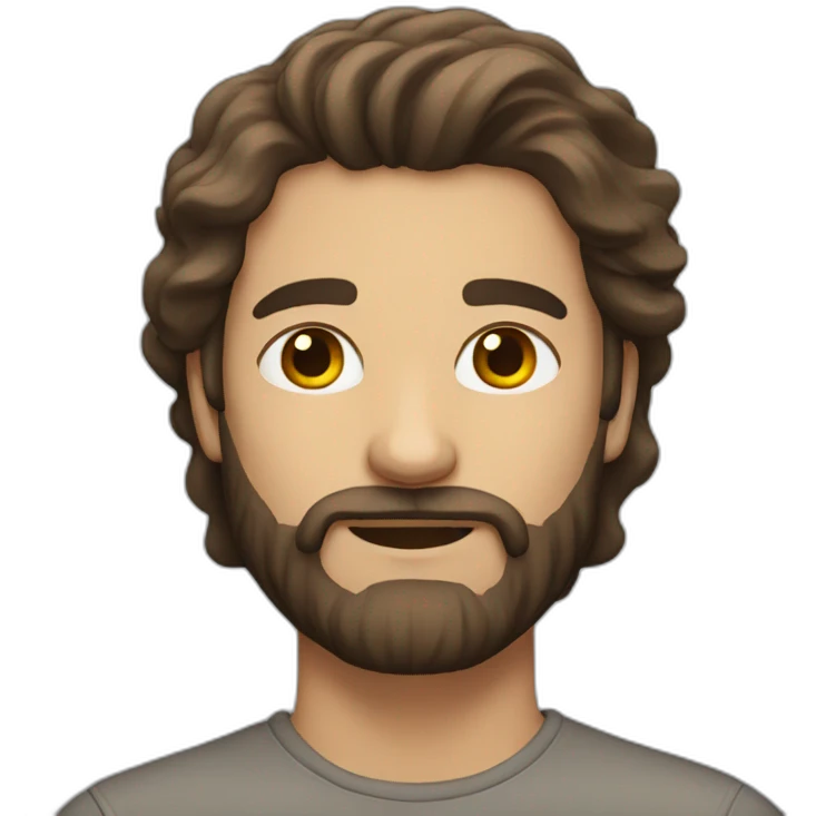 man with beard and long brown hair emoji
