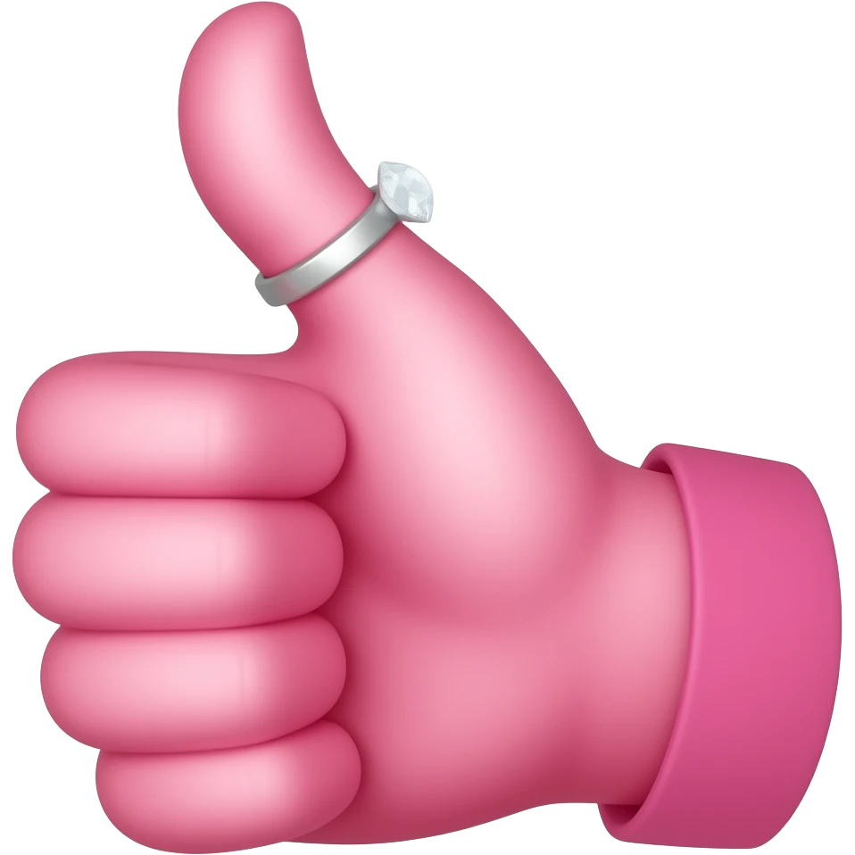back of the hand thumbs up emoji in fuscia with diamond ring on the ring finger emoji
