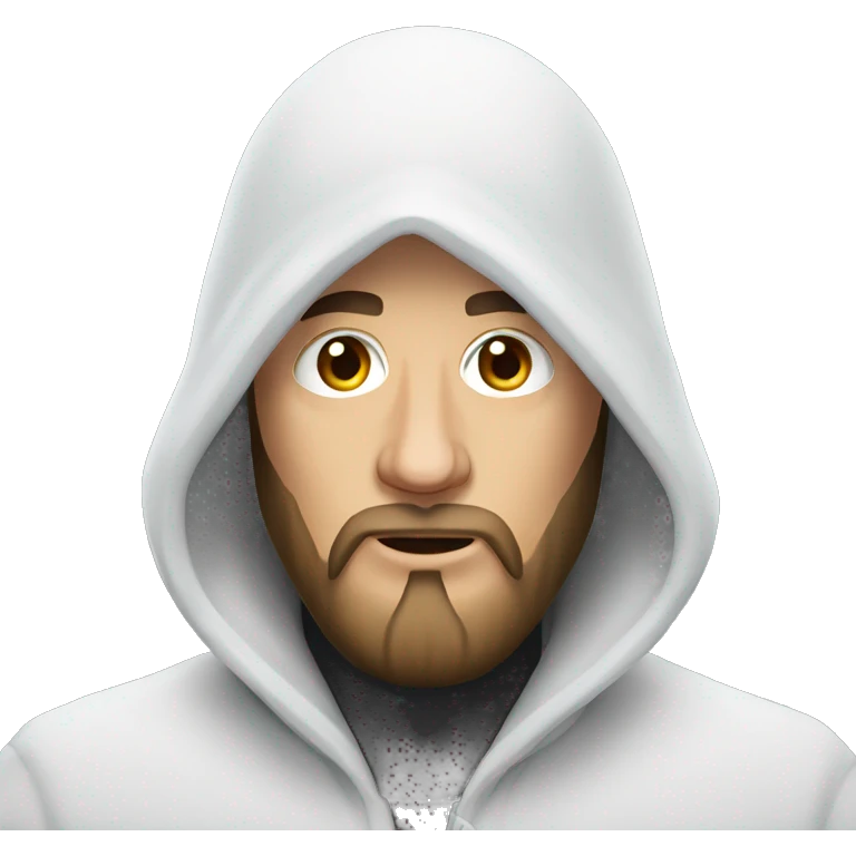 Russian man with beard in a hood covered with snow emoji