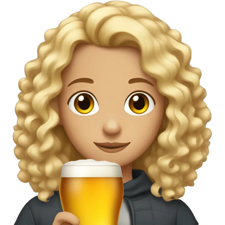 curly blonde mid tanned girl drinking beer emoji