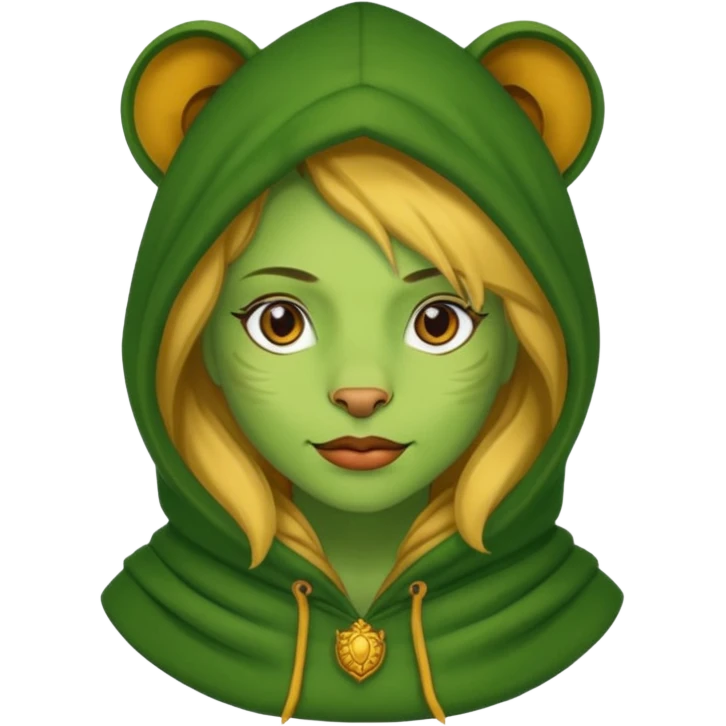 green Hooded lion woman emoji