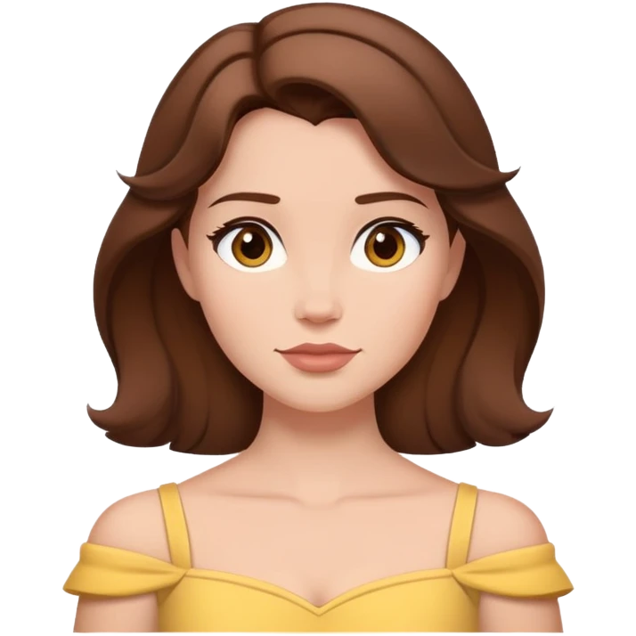 extremely simple belle headshot, shoulders and above only, minimal brown hair, very few details emoji
