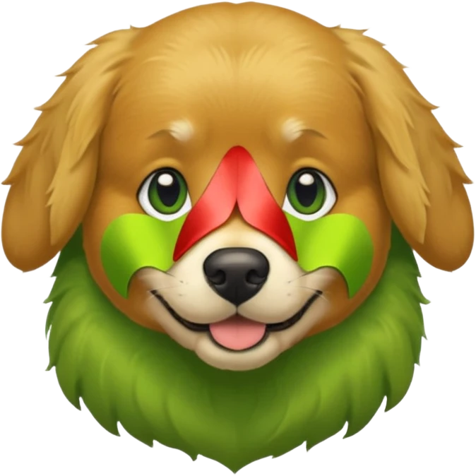 green dog extra furry golden retriever. The dog fur is totally  green emoji