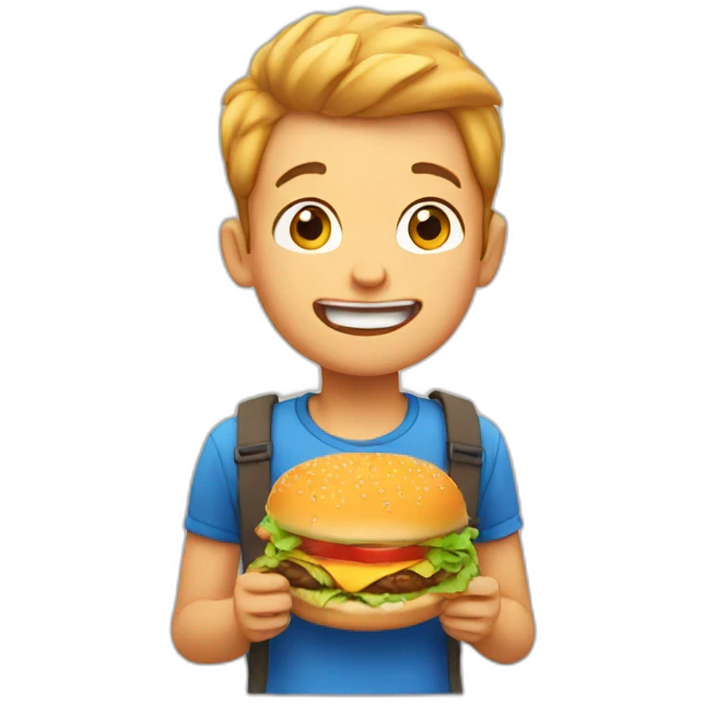 boy eat burger emoji