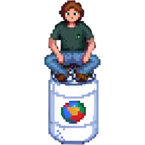 man sitting on a can, can bursting emoji