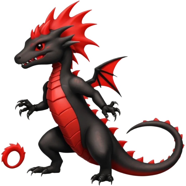 Shiny Fiery gothic evil black and red salandit-Liten-torracat with a red Mohawk  emoji