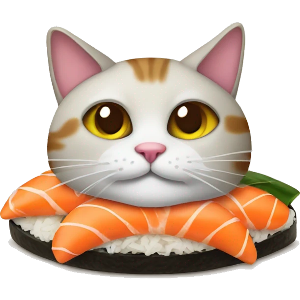 cat wearing sushi as a hat emoji