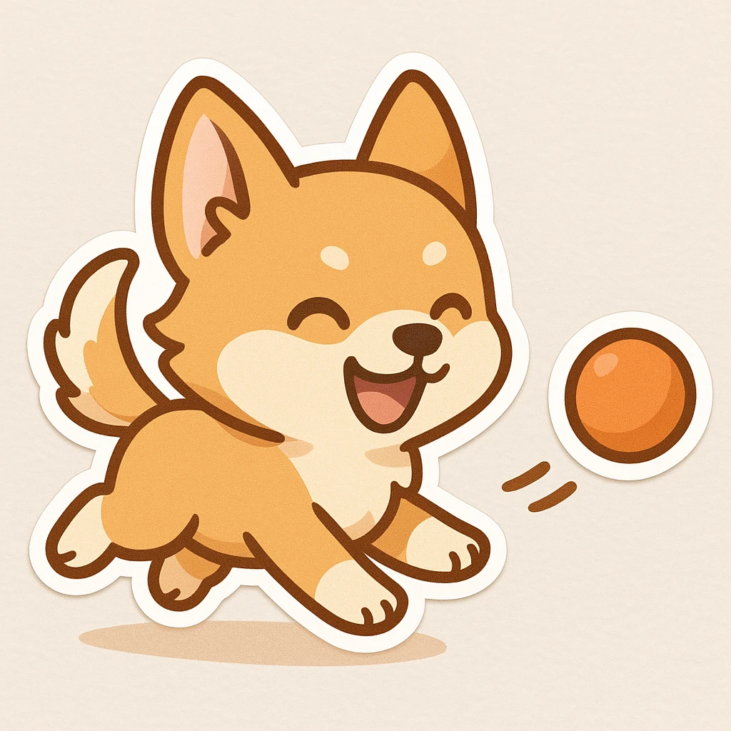 happy dog running after ball emoji
