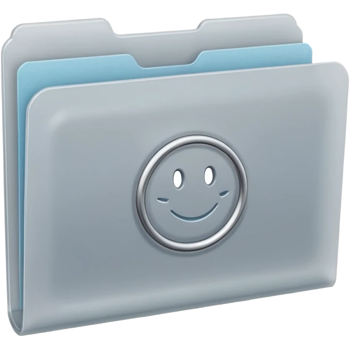 A **minimal emoji-style icon** of a frosted light-gray plastic folder, rectangular with **rounded corner*, **elastic string closure with a circular button** at the center, slightly translucent surface, clean flat front, subtle soft shading, and a **simple tax/forms symbol** 
 emoji