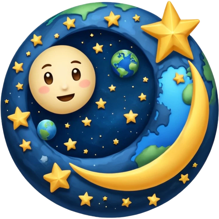 earth and the moon add stars emoji