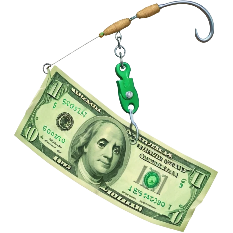  крючок от удочки зацепил доллар 
 emoji