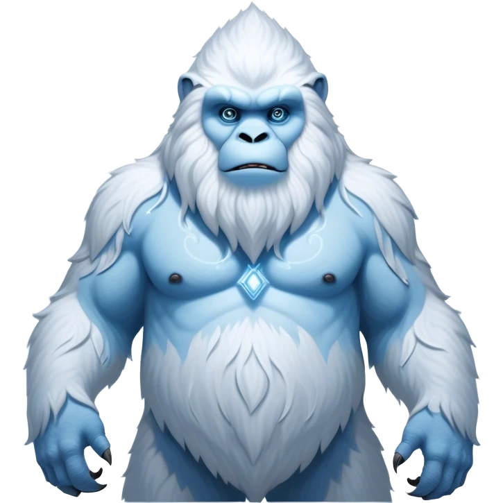 Cinematic Noble Yeti Portrait Emoji, Grand and enigmatic, with a towering, snow-dusted figure in pristine whites and cool blues, exuding ancient, mystical wisdom and stoic majesty, simplified yet exquisitely detailed with frosty textures, glowing with a gentle, icy outline that captures the awe-inspiring presence of a guardian of the frozen wilds! emoji
