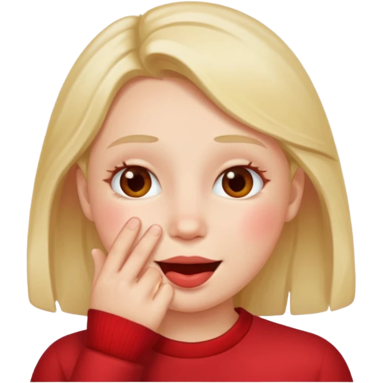 Hand over mouth with blushed cheeks more redness on cheek and smiling  more more redness  emoji