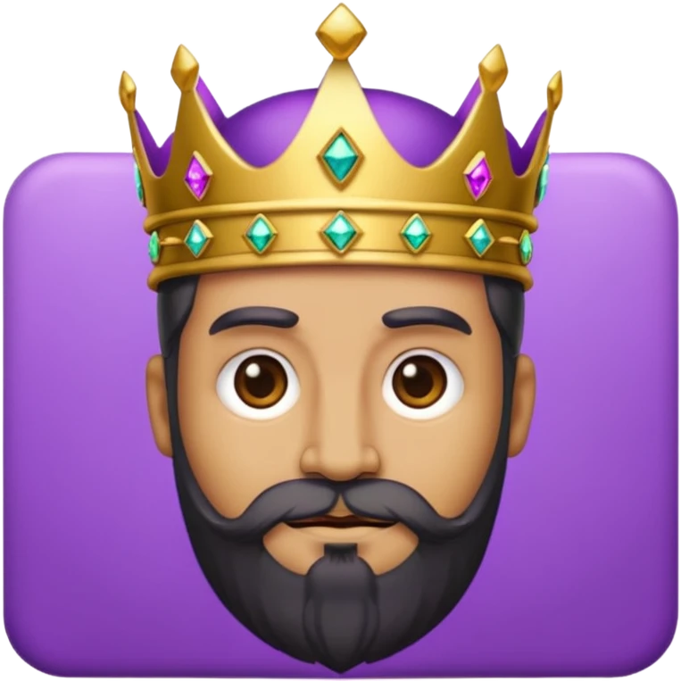 Create a cartoon-style emoji of Baltasar, one of the Three Wise Men. Only show his face and crown. He is older, with a black beard, and a purple and gold jeweled crown. Express warmth and wisdom. Colorful and simple, suitable as an emoji. emoji